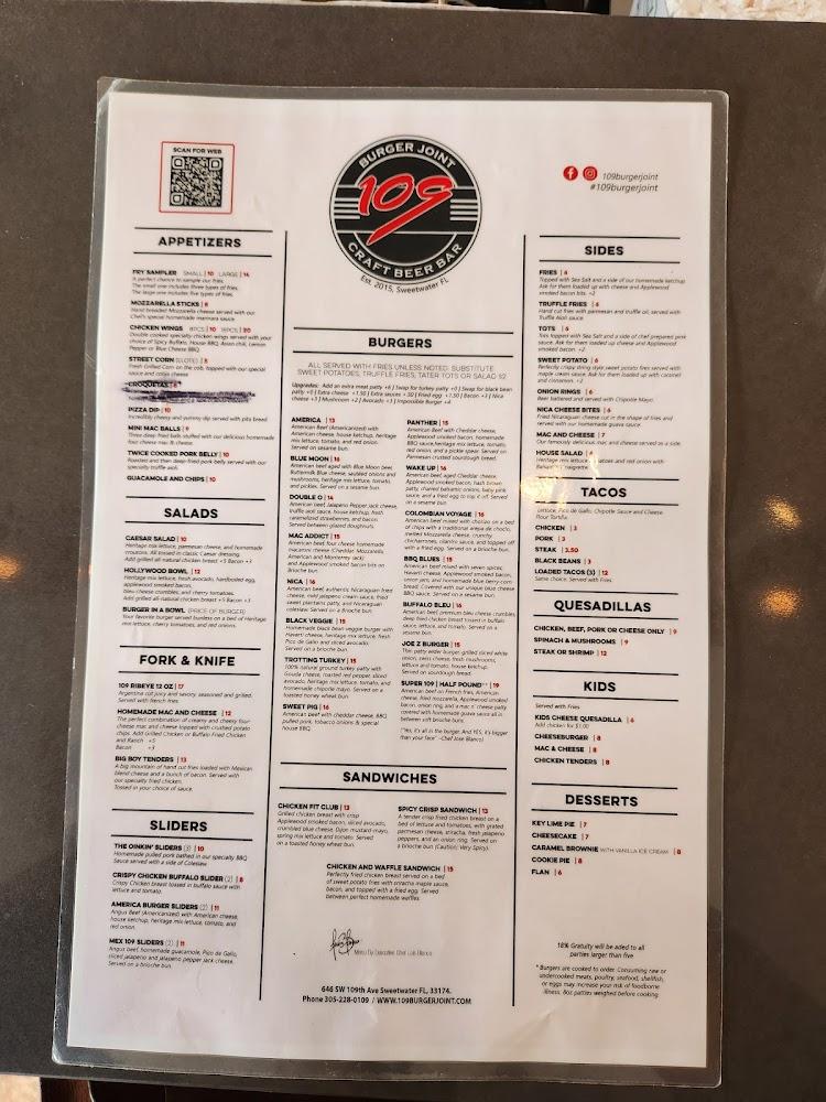 109 Burger Joint Menu image 1